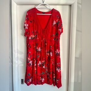 Torrid Plus Size Red Floral Midi Dress